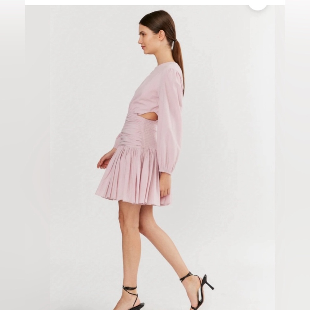 NWT Dèluc Pink Ruffle Cut Out Mini Dress - Picture 2 of 12